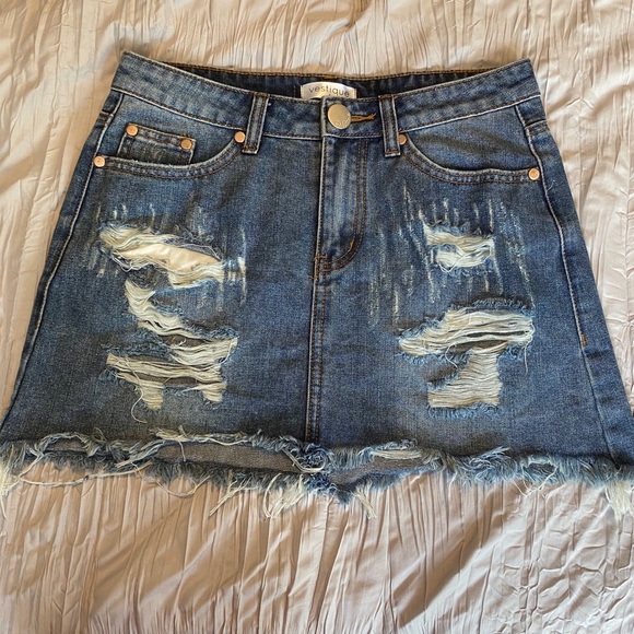 vestique Dresses & Skirts - Vestique Distressed Jean Skirt